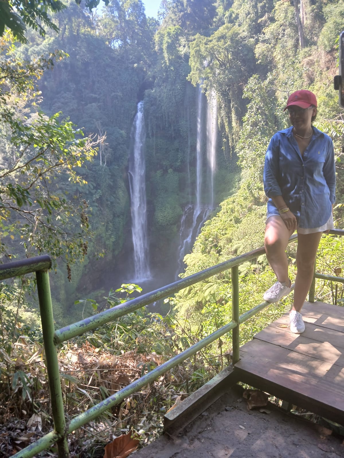 Guest at Sekumpul twin waterfall viewpoint
